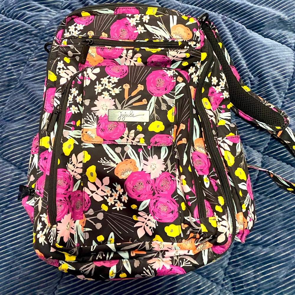 Jujube Be Right Back Black and Bloom discontinued diaper bag
